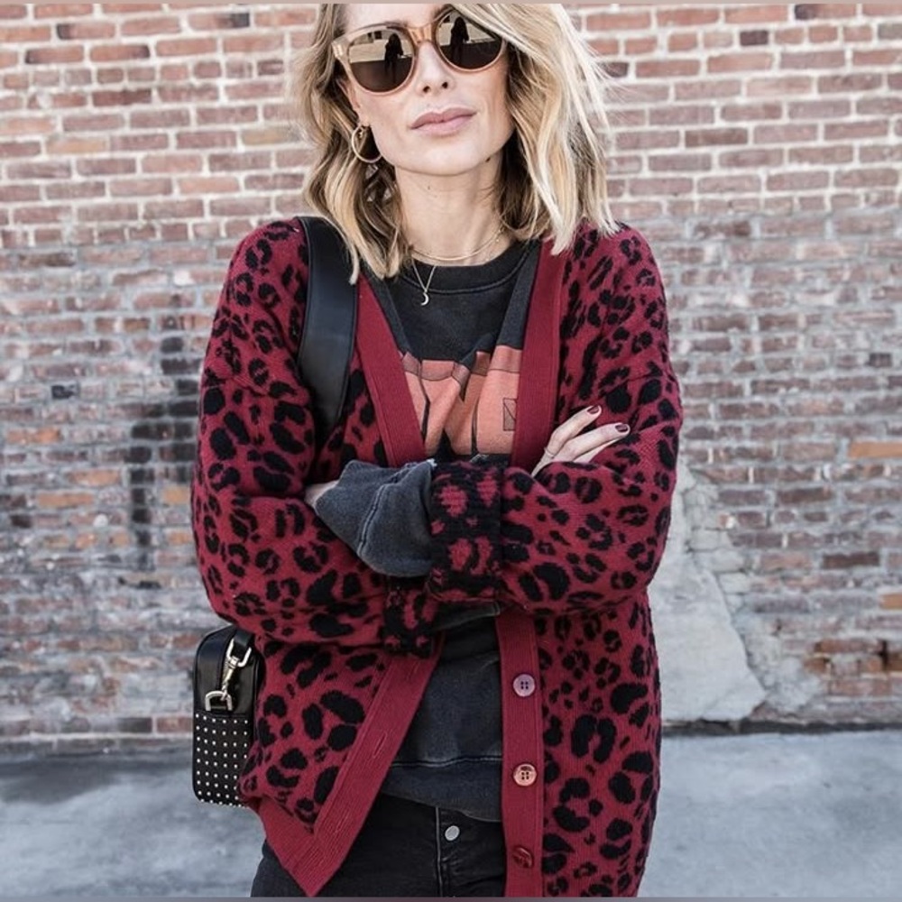 Anine Bing Justine Leopard Cardigan XS
